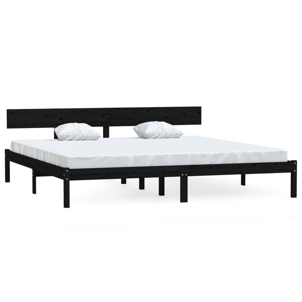 Sengeramme svart heltre furu 180x200 cm Super King