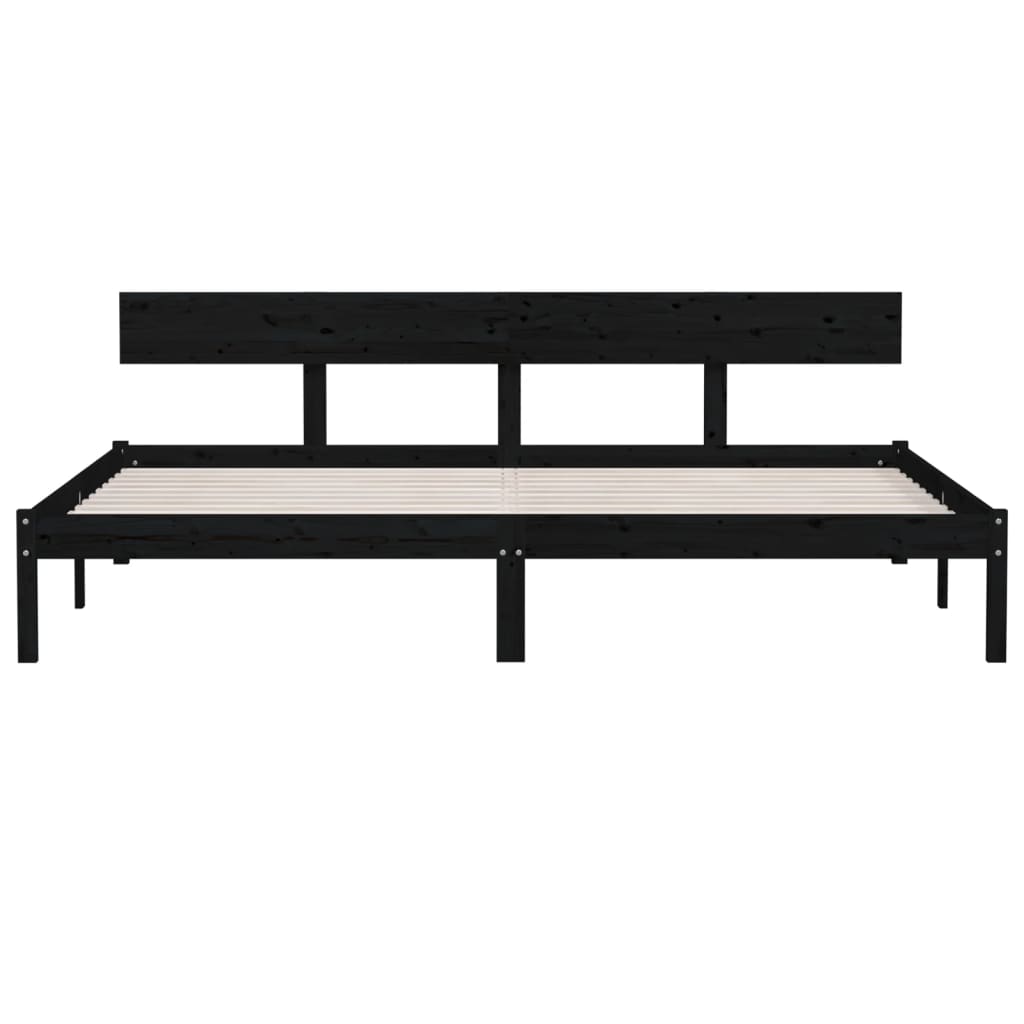 Sengeramme svart heltre furu 180x200 cm Super King