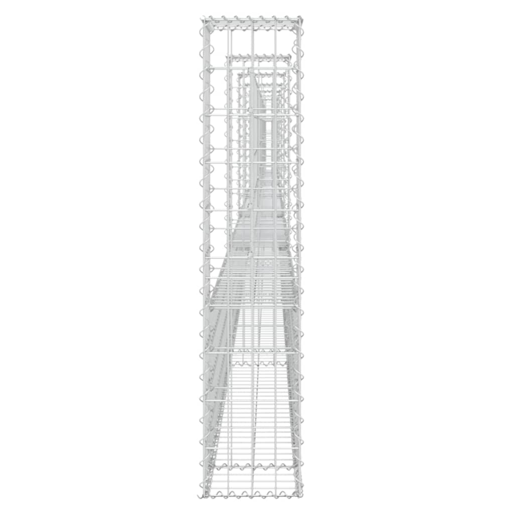 Gabionkurv u-formet med 6 stolper jern 620x20x100 cm