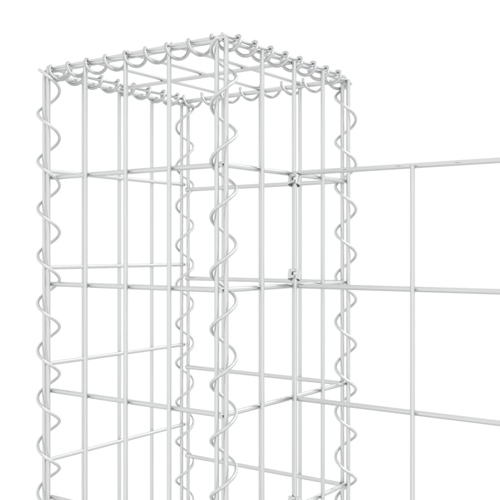 Gabionkurv u-formet med 6 stolper jern 620x20x100 cm