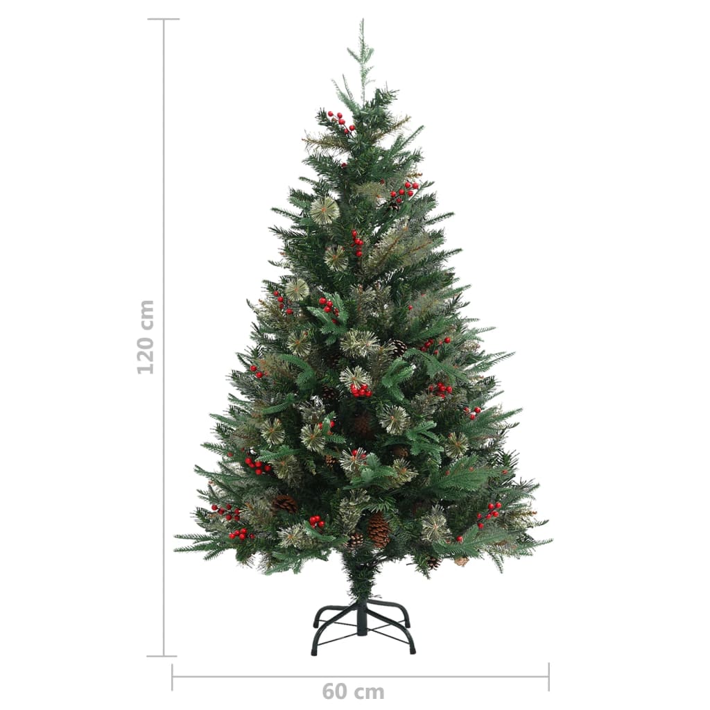 Juletre med kongler grønn 120 cm PVC og PE