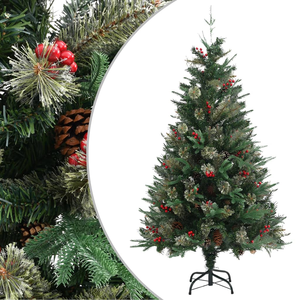 Juletre med kongler grønn 150 cm PVC og PE