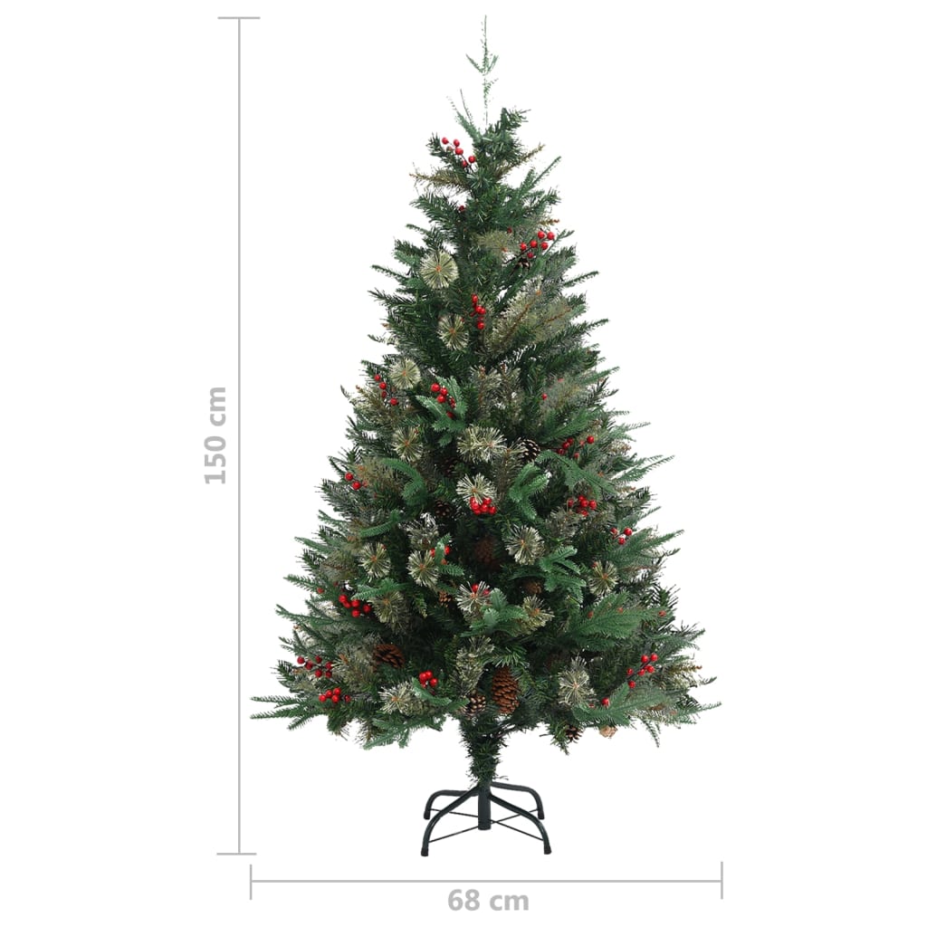 Juletre med kongler grønn 150 cm PVC og PE