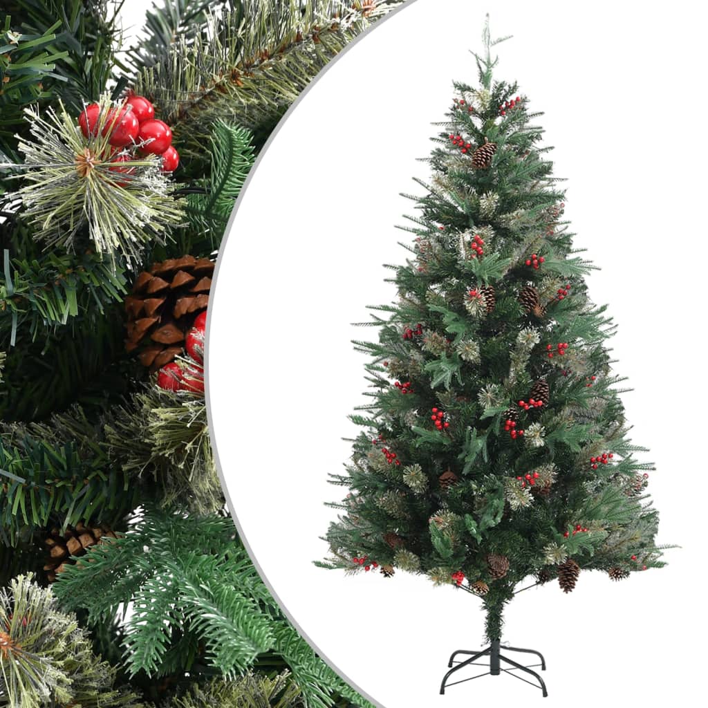 Juletre med kongler grønn 195 cm PVC og PE