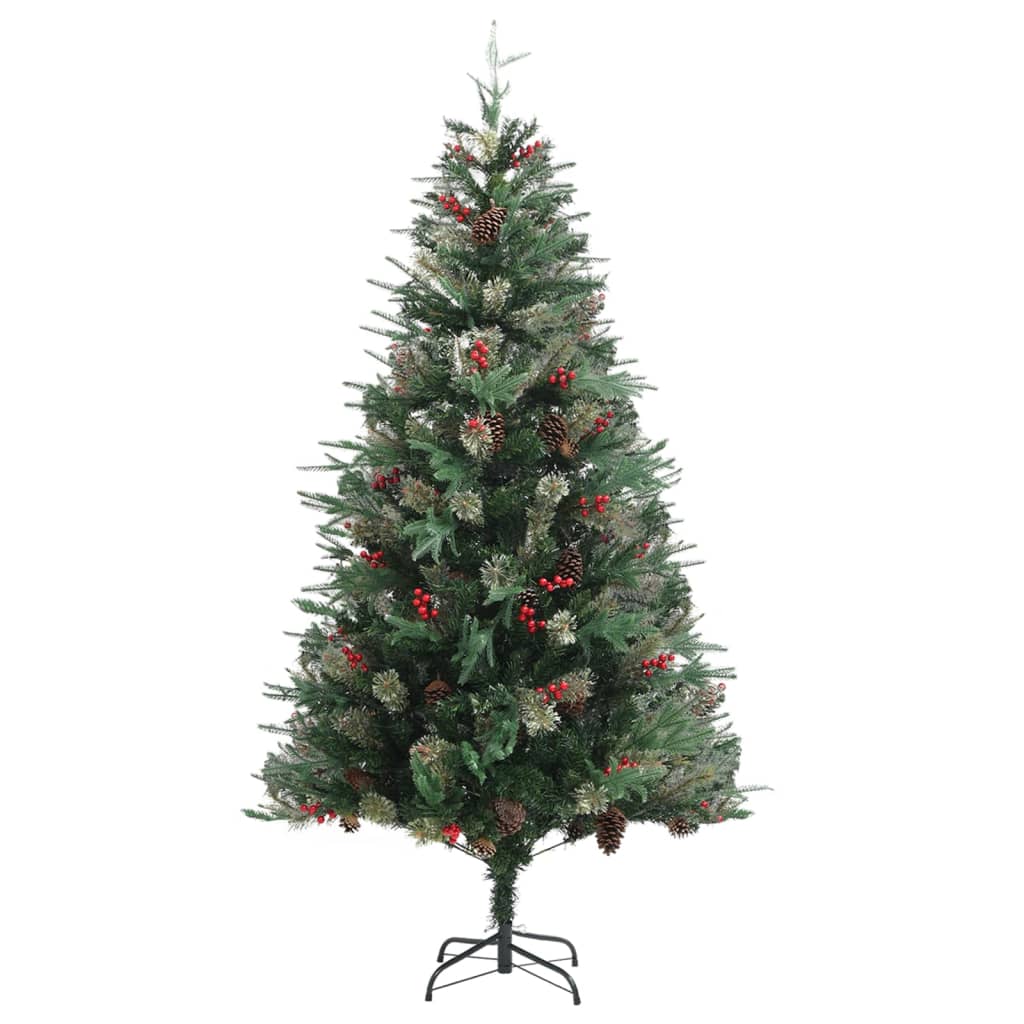 Juletre med kongler grønn 195 cm PVC og PE