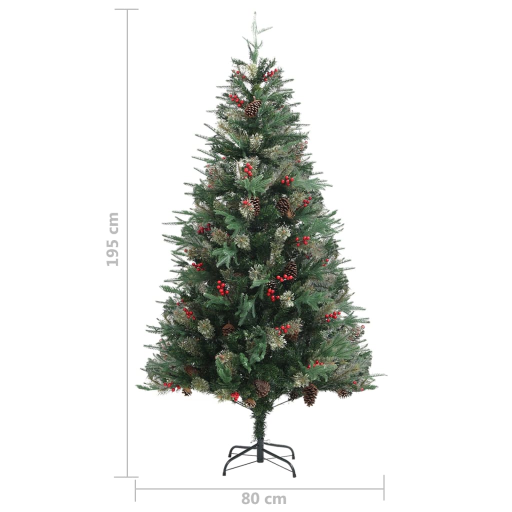 Juletre med kongler grønn 195 cm PVC og PE