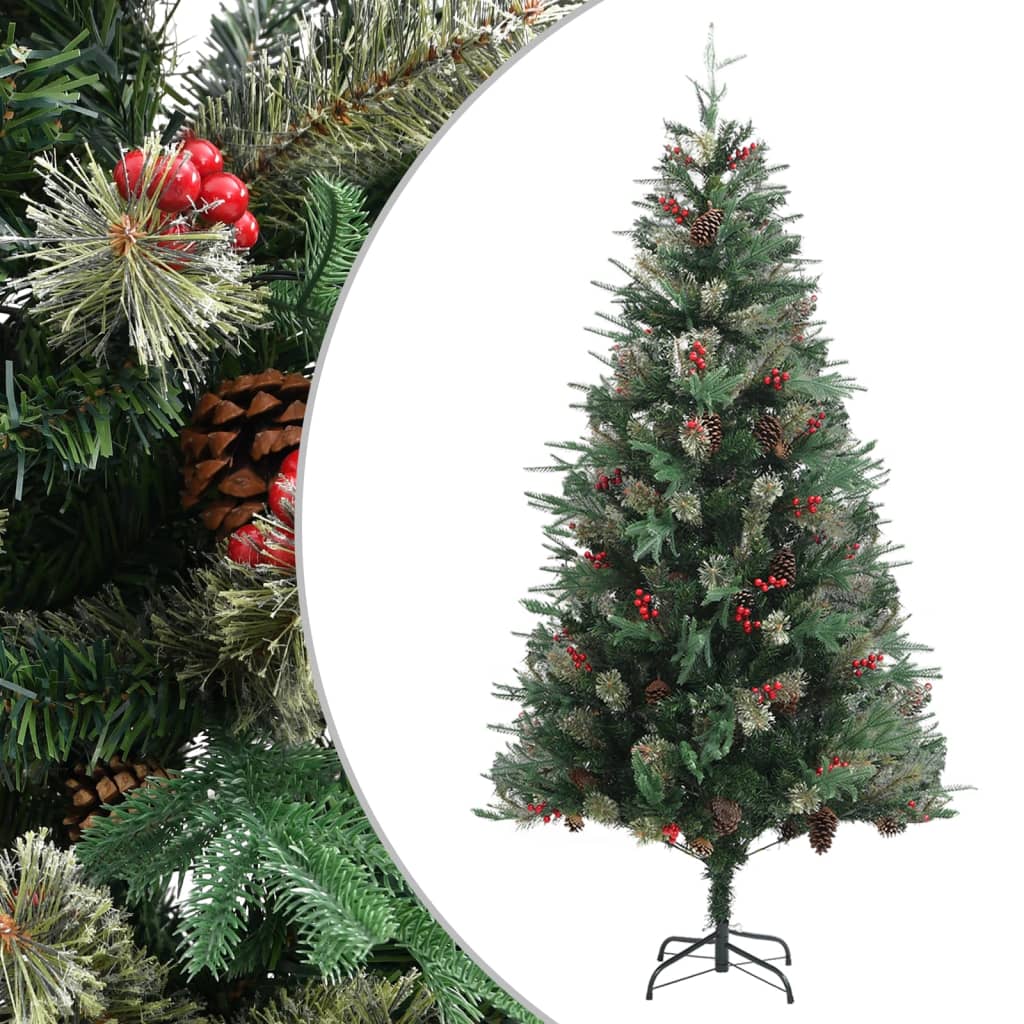 Juletre med kongler grønn 225 cm PVC og PE