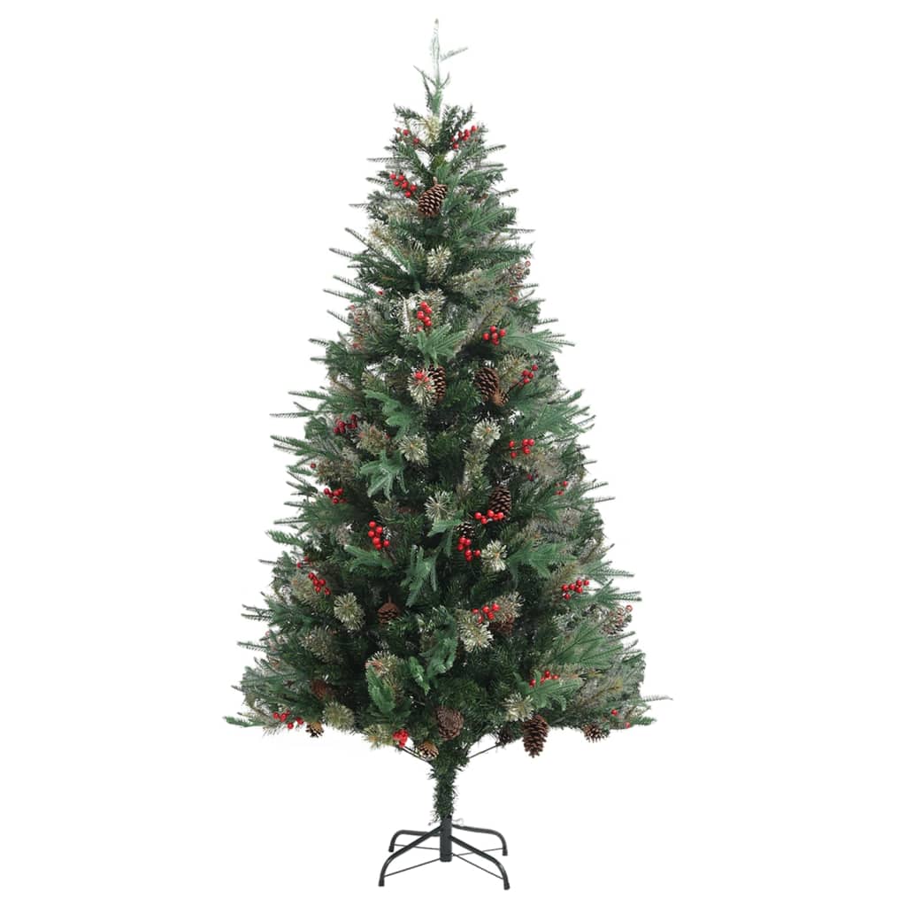 Juletre med kongler grønn 225 cm PVC og PE