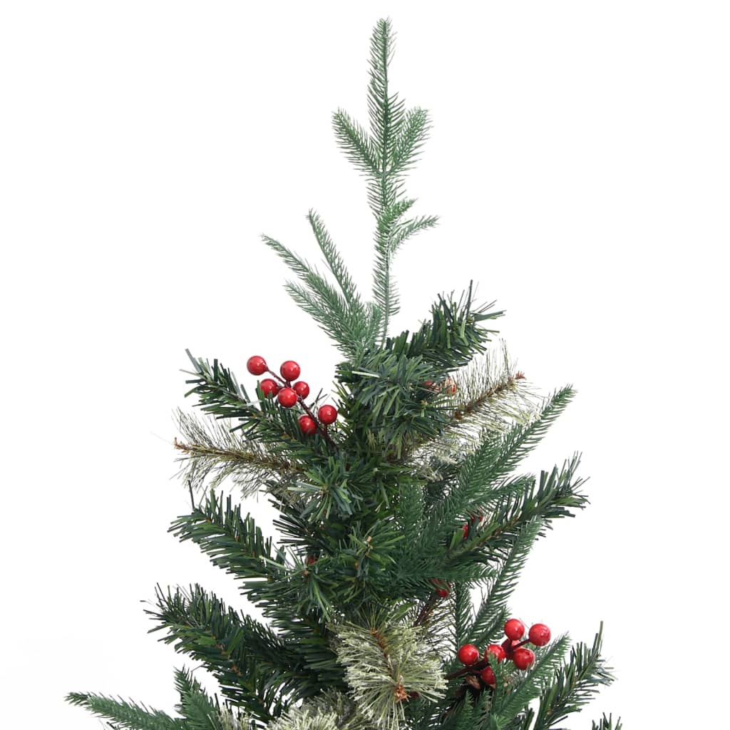 Juletre med kongler grønn 225 cm PVC og PE