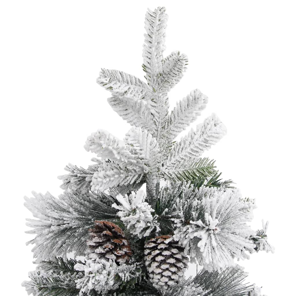 Juletre med flokket snø og kongler 195 cm PVC og PE