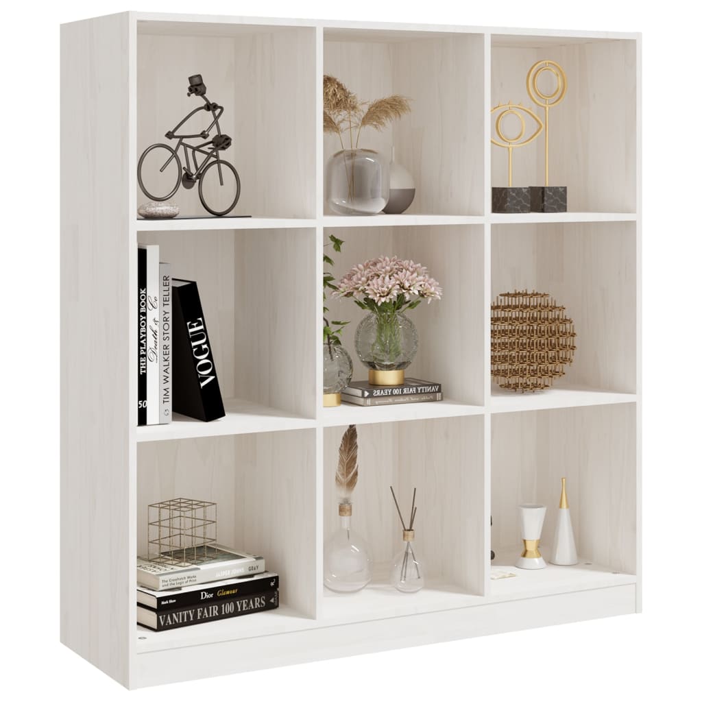Bokhylle/romdeler hvit 104x33,5x110 cm heltre furu