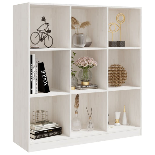Bokhylle/romdeler hvit 104x33,5x110 cm heltre furu
