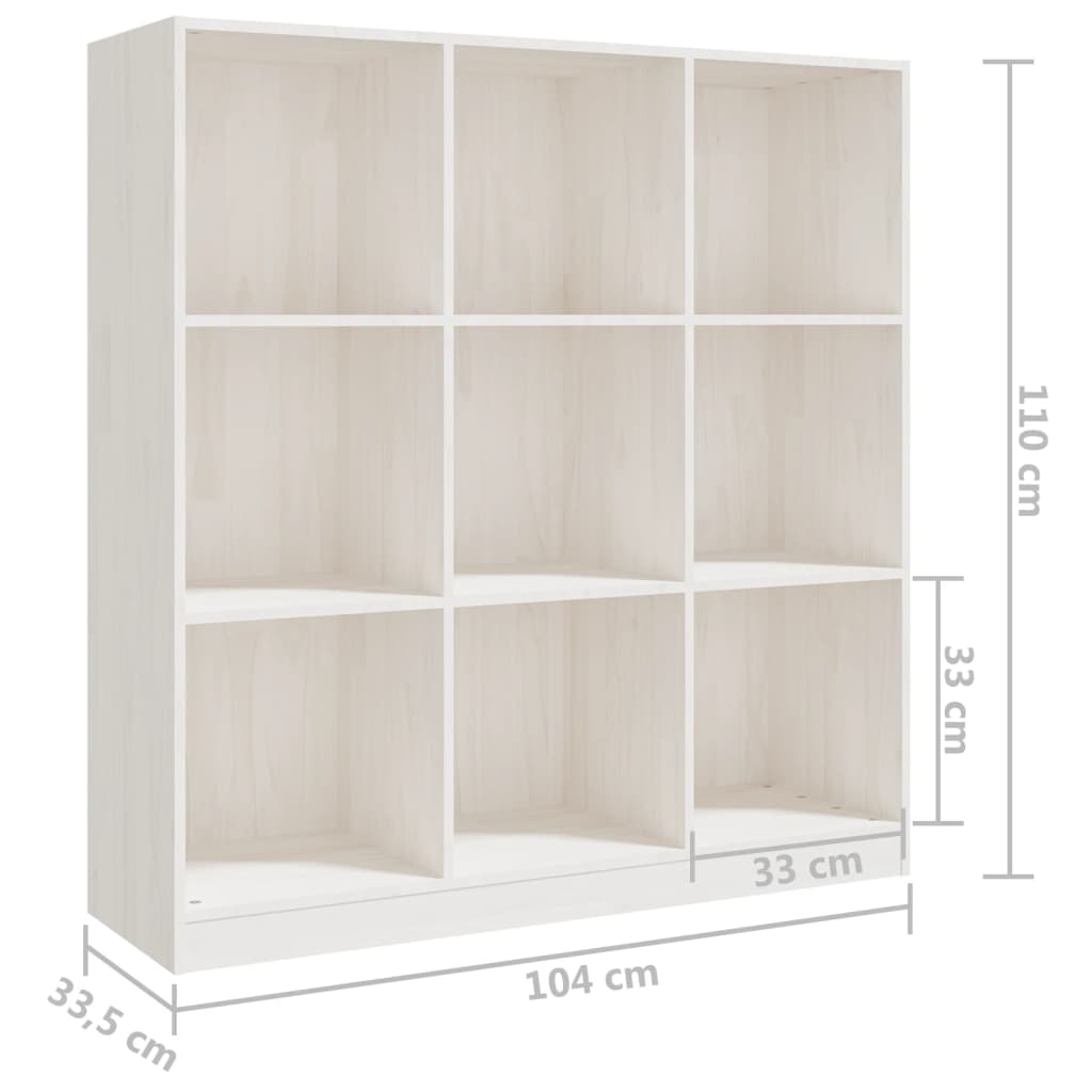 Bokhylle/romdeler hvit 104x33,5x110 cm heltre furu