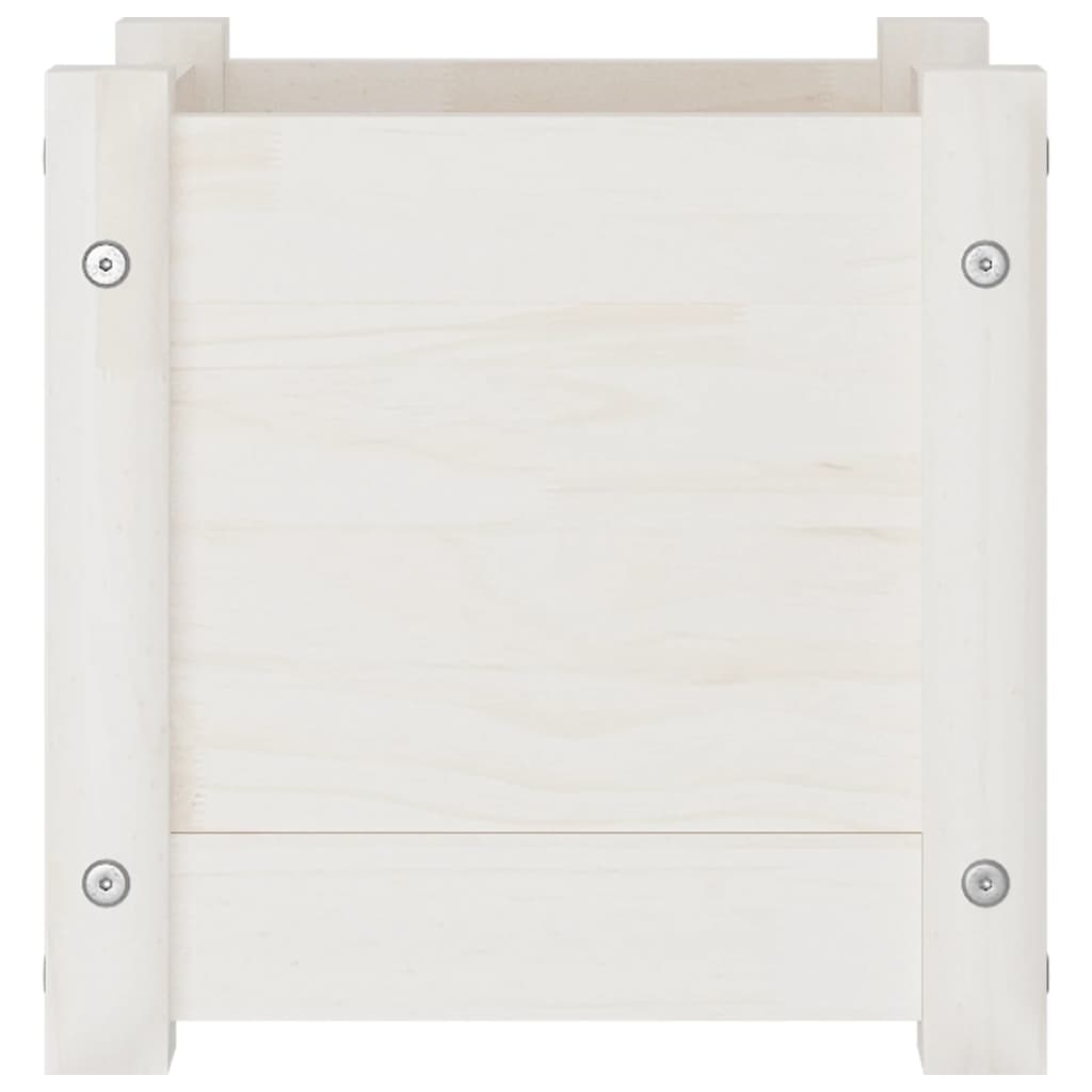 Plantekasse hvit 31x31x31 cm heltre furu