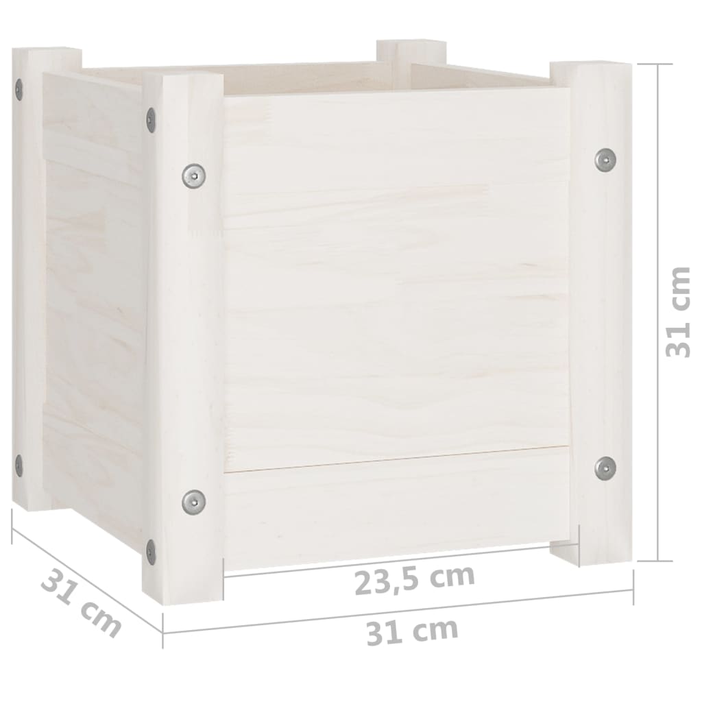 Plantekasse hvit 31x31x31 cm heltre furu
