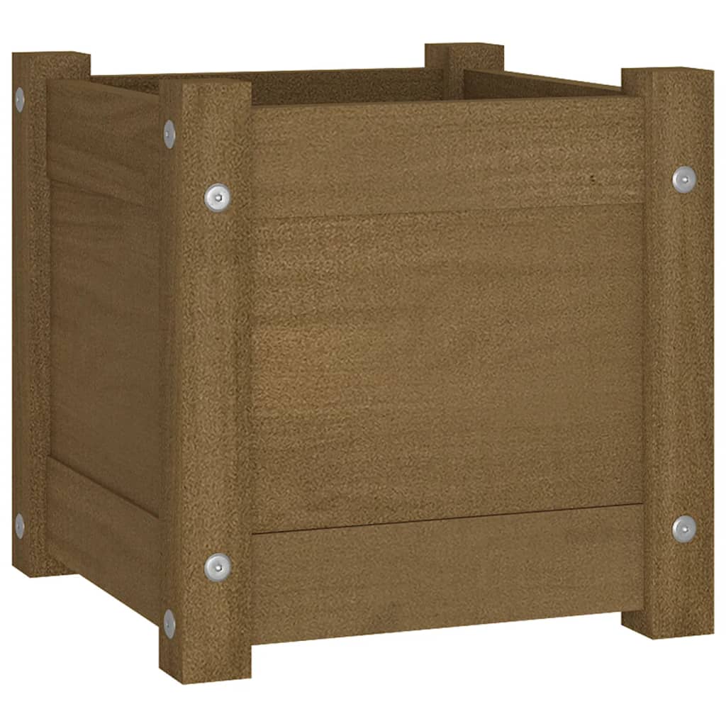 Plantekasse honningbrun 31x31x31 cm heltre furu