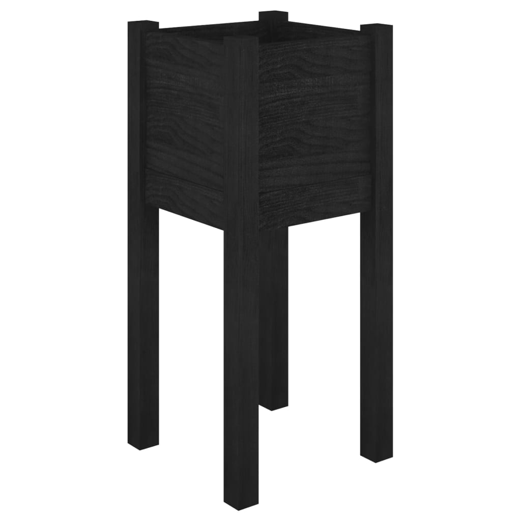 Plantekasse svart 31x31x70 cm heltre furu