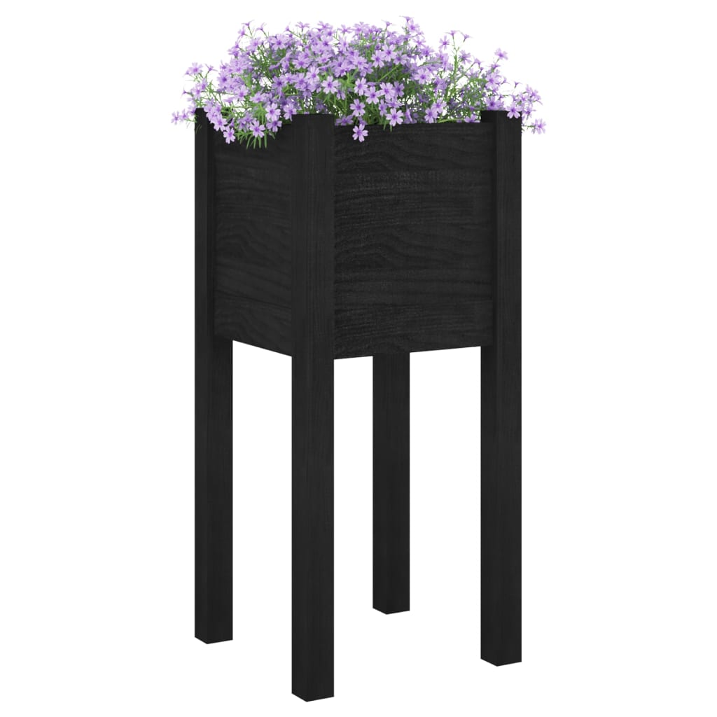 Plantekasse svart 31x31x70 cm heltre furu