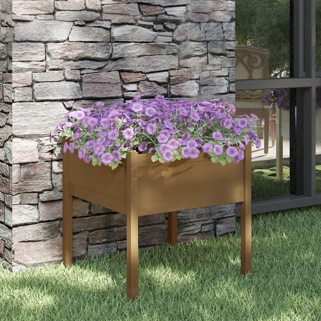 Plantekasse honningbrun 70x70x70 cm heltre furu