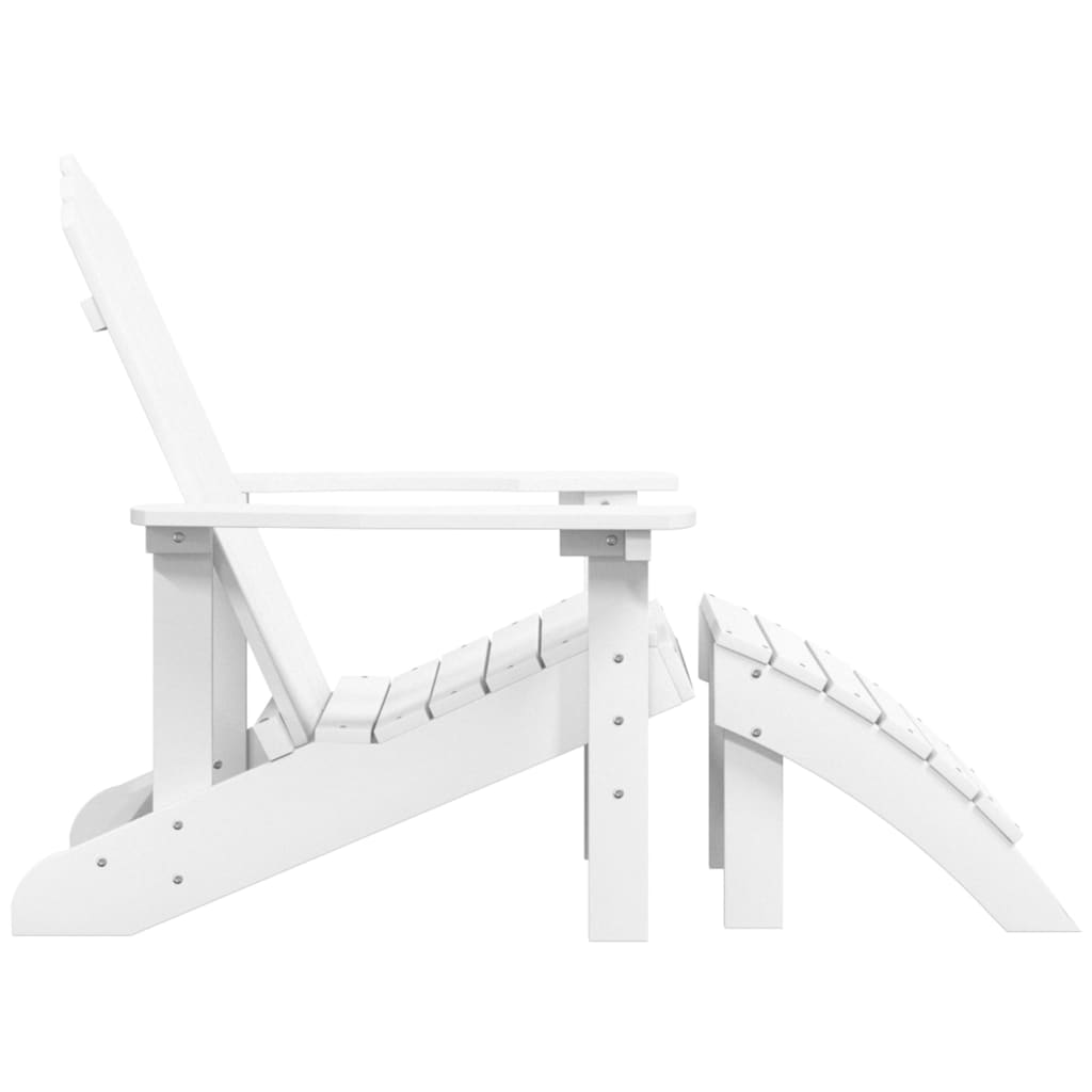Adirondack hagestol med fotskammel HDPE hvit