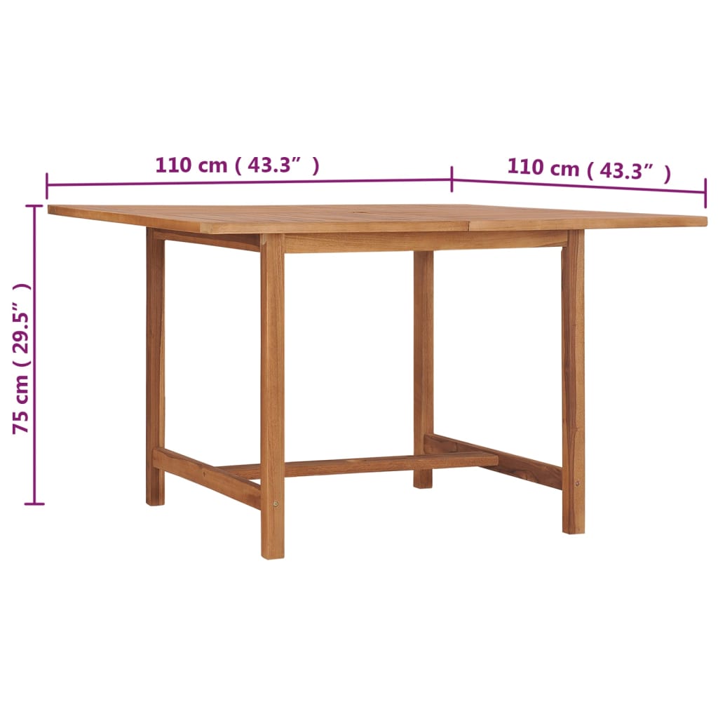 Utendørs spisebord 110x110x75 cm heltre teak
