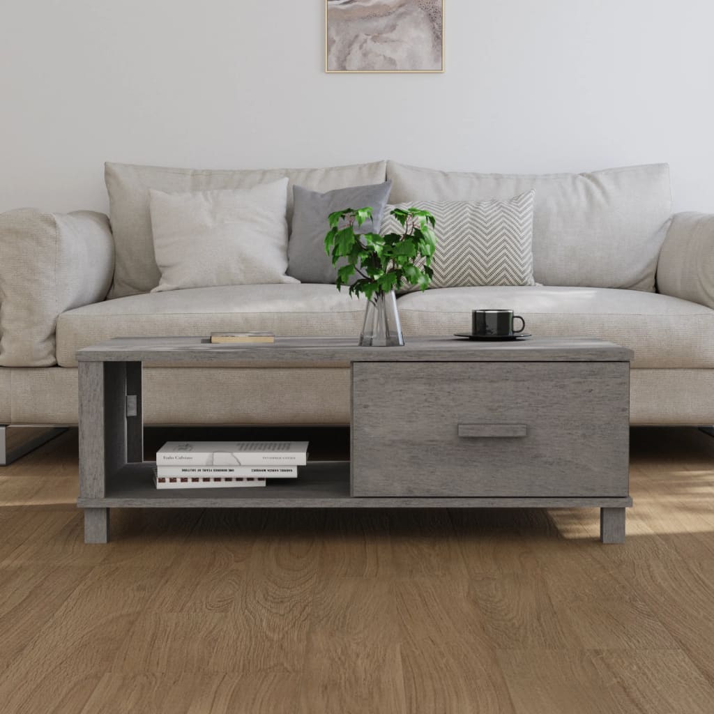 Salongbord HAMAR lysegrå 100x55x35 cm heltre furu