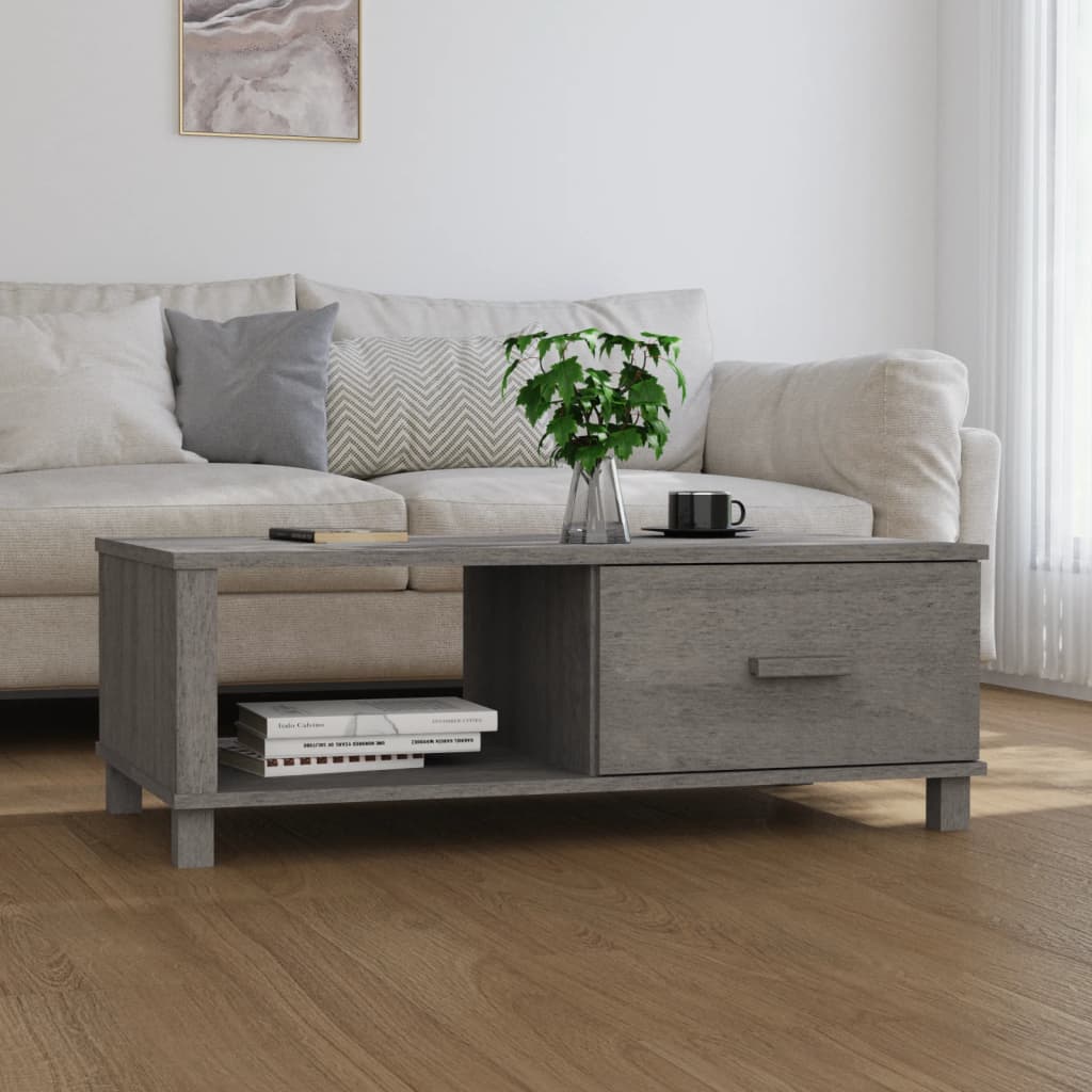 Salongbord HAMAR lysegrå 100x55x35 cm heltre furu