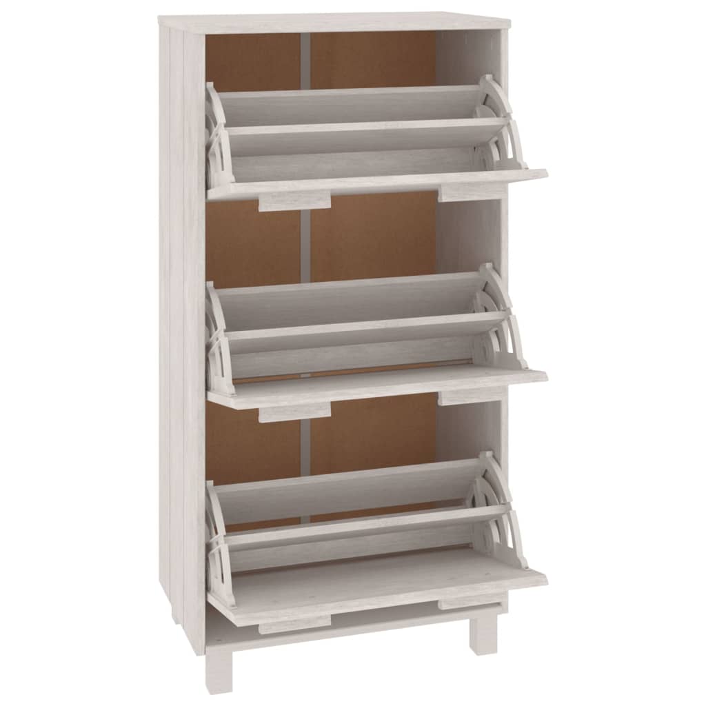 Skoskap HAMAR hvit 59,5x35x117 cm heltre furu