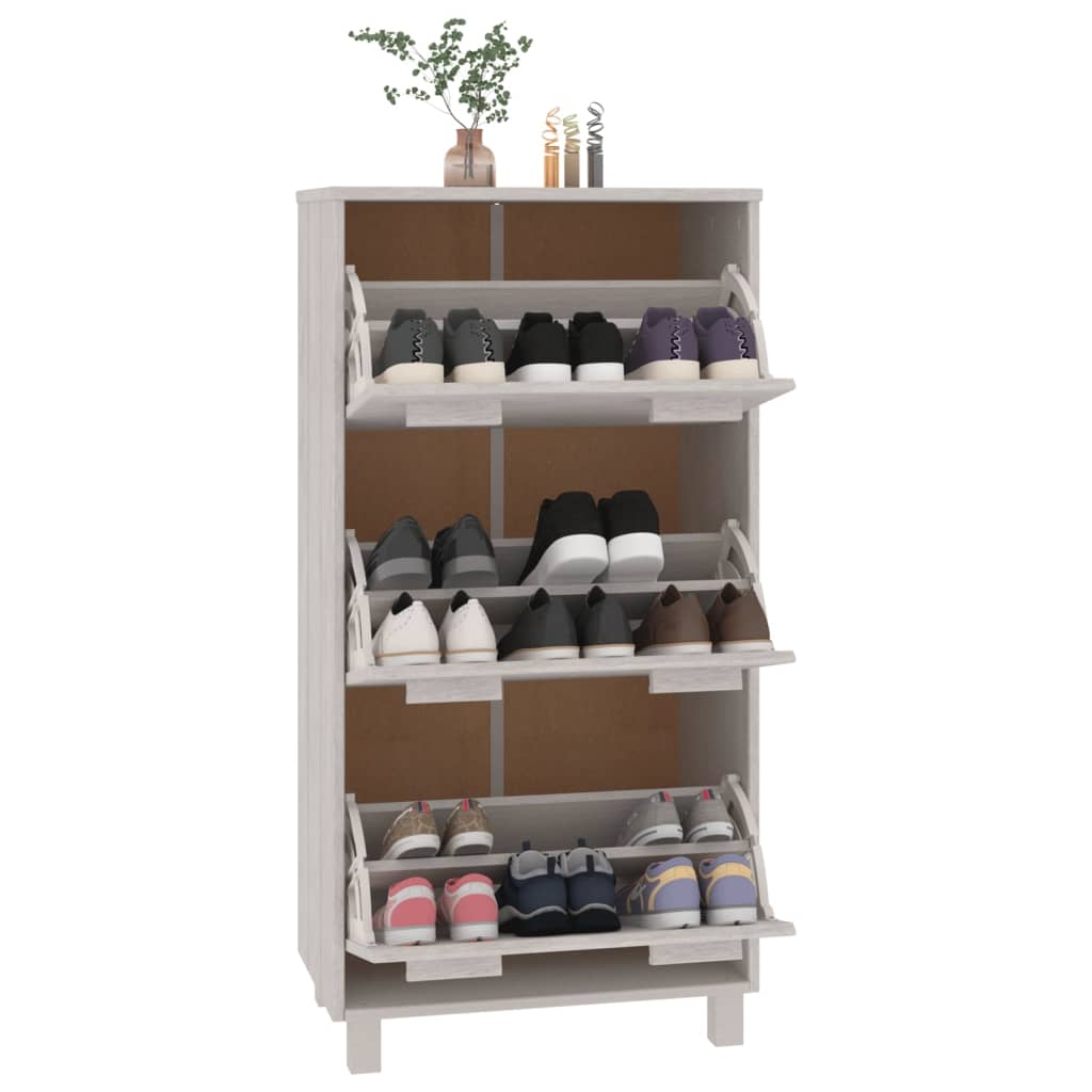 Skoskap HAMAR hvit 59,5x35x117 cm heltre furu