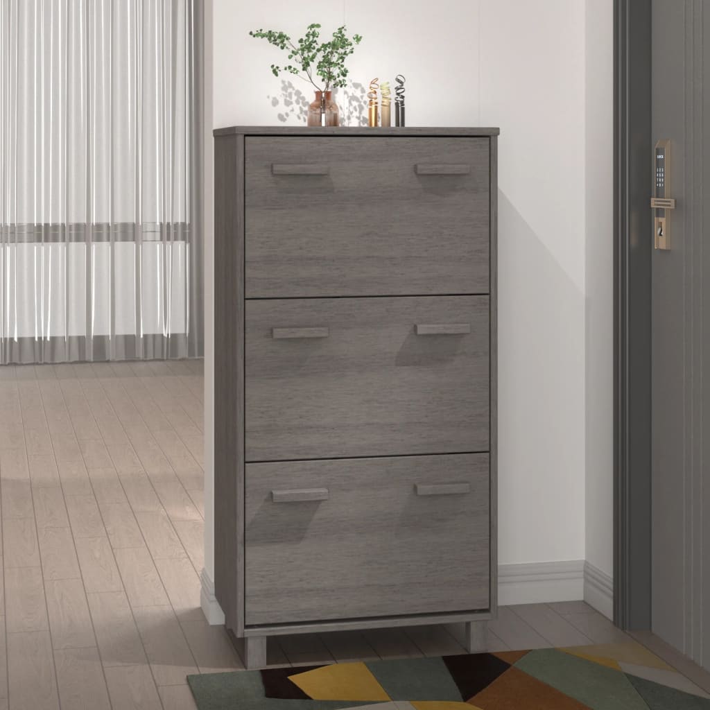 Skoskap HAMAR lysegrå 59,5x35x117 cm heltre furu