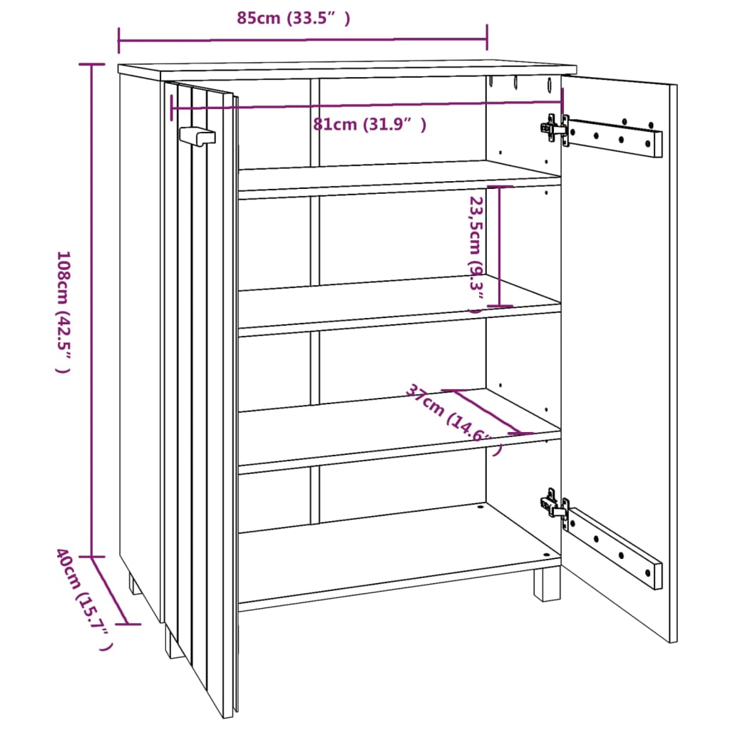 Skoskap HAMAR honningbrun 85x40x108 cm heltre furu