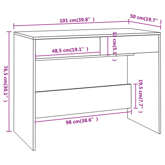 Skrivebord betonggrå 101x50x76,5 cm konstruert tre