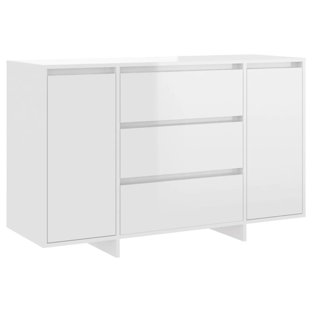 Skjenk med 3 skuffer høyglans hvit 120x41x75 cm konstruert tre