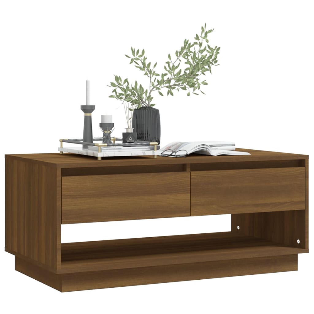 Salongbord brun eik 102,5x55x44 cm konstruert tre