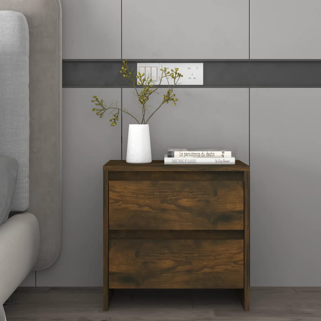 Nattbord 2 stk røkt eik 45x34,5x44,5 cm konstruert tre