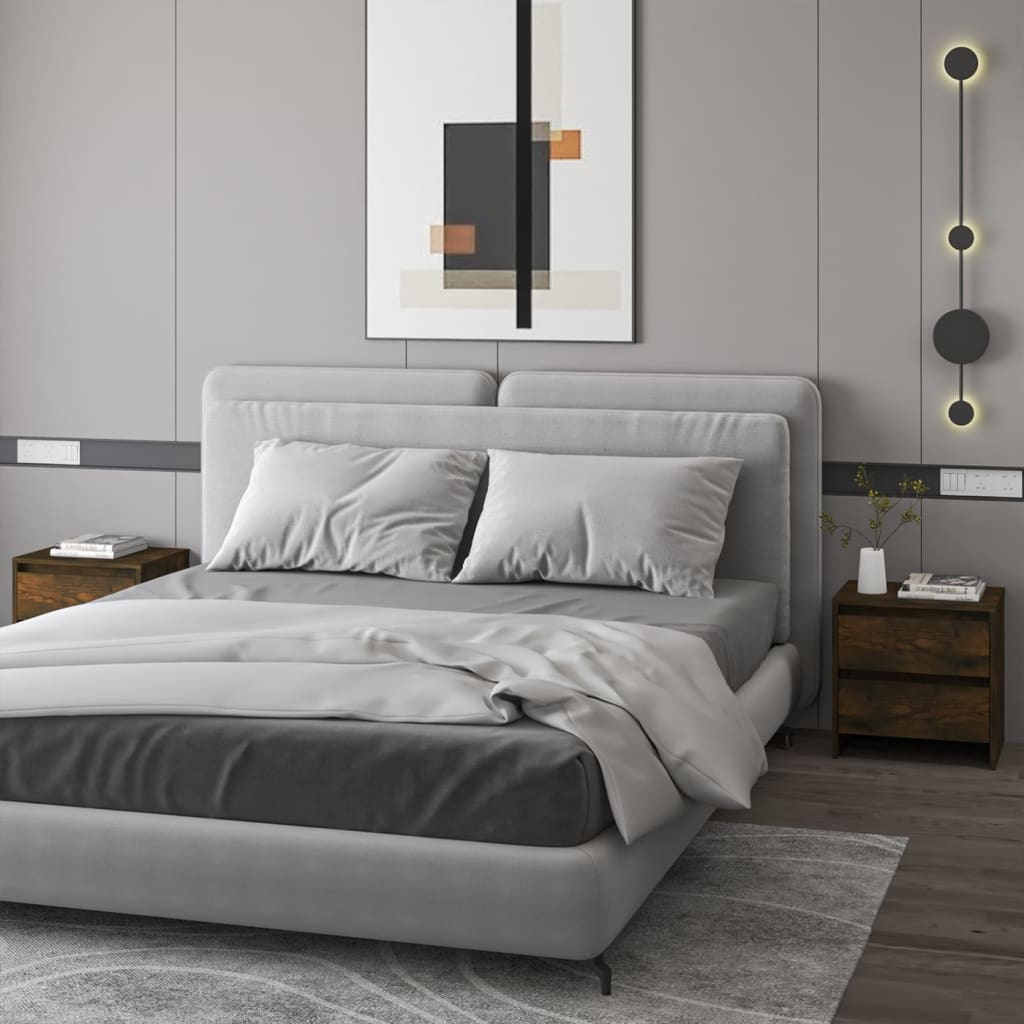 Nattbord 2 stk røkt eik 45x34,5x44,5 cm konstruert tre