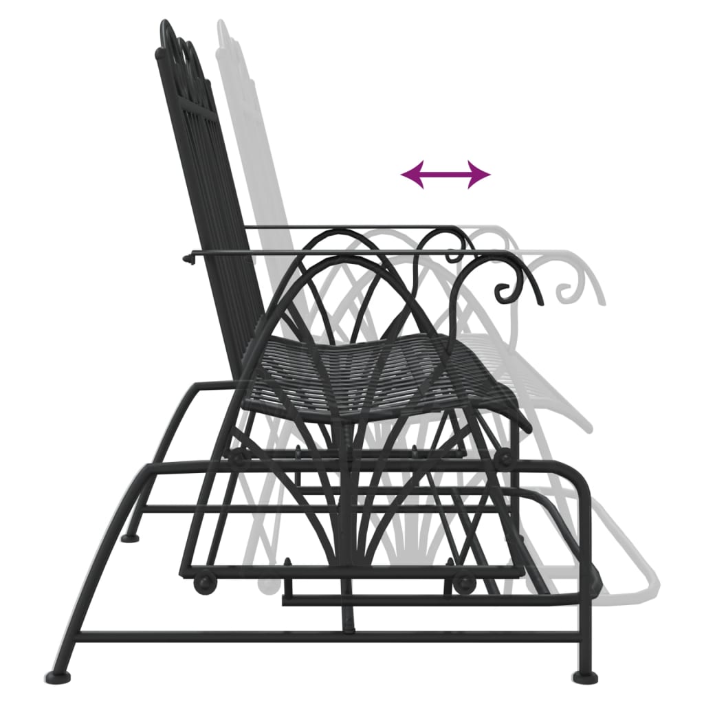 Gyngebenk 2 seter 114 cm svart stål