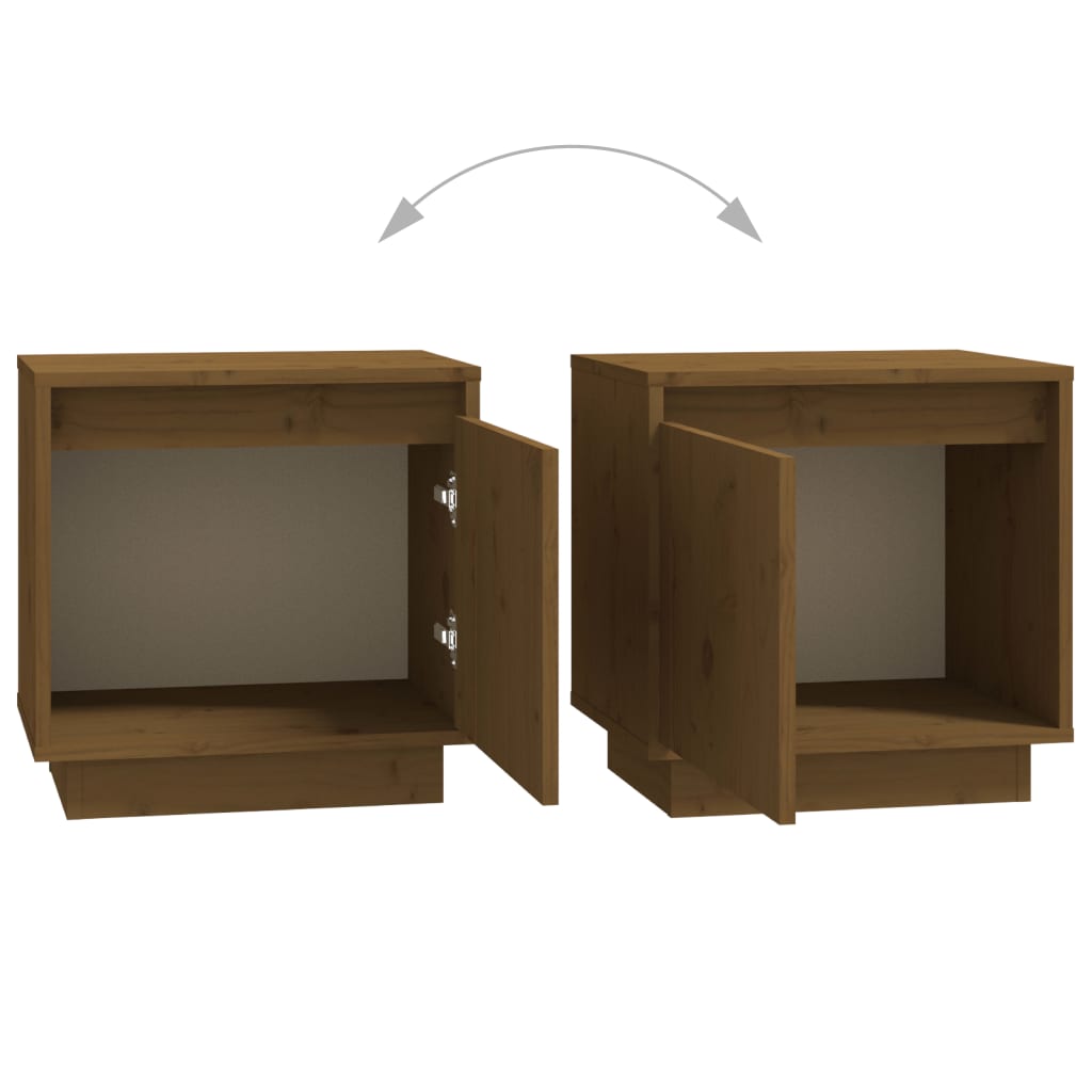 Nattbord 2 stk honningbrun 40x30x40 cm heltre furu