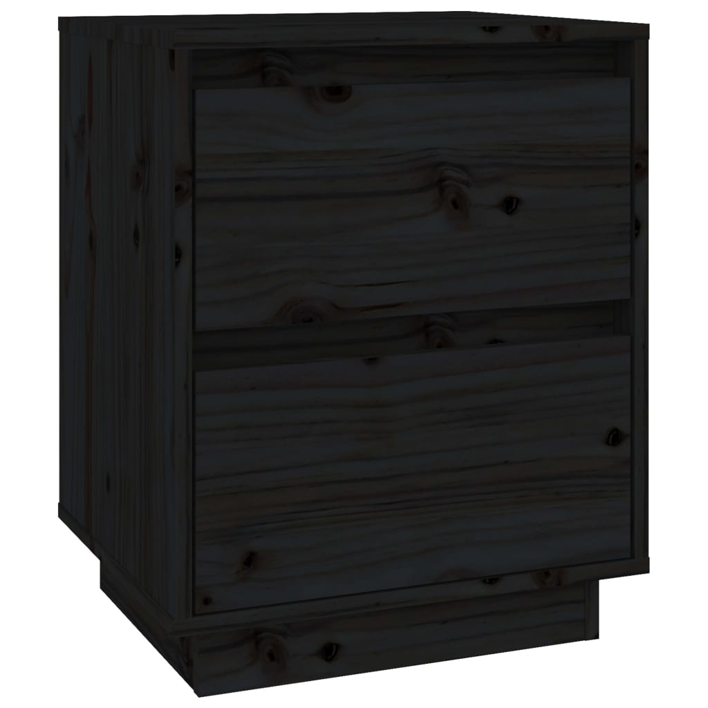Nattbord 2 stk svart 40x35x50 heltre furu