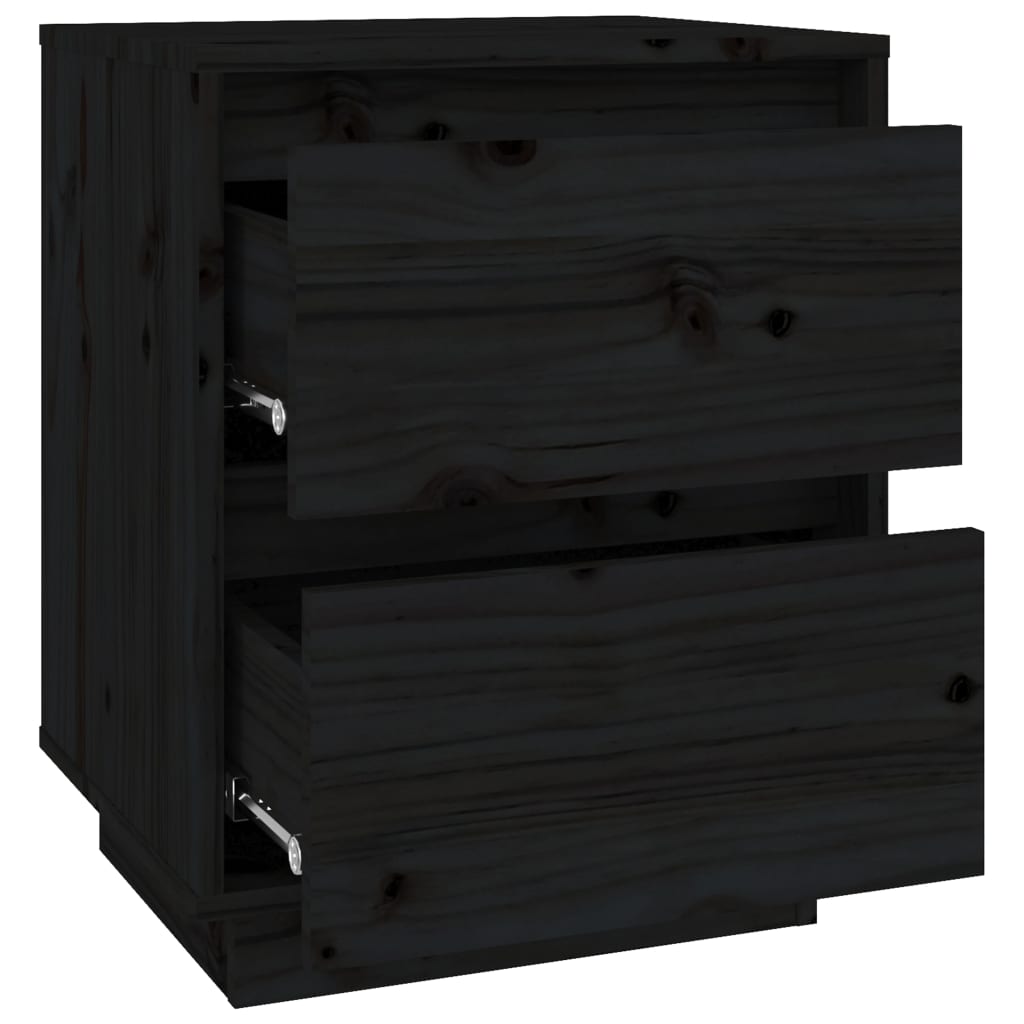 Nattbord 2 stk svart 40x35x50 heltre furu