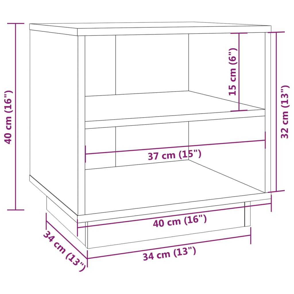 Nattbord 40x34x40 cm heltre furu hvit
