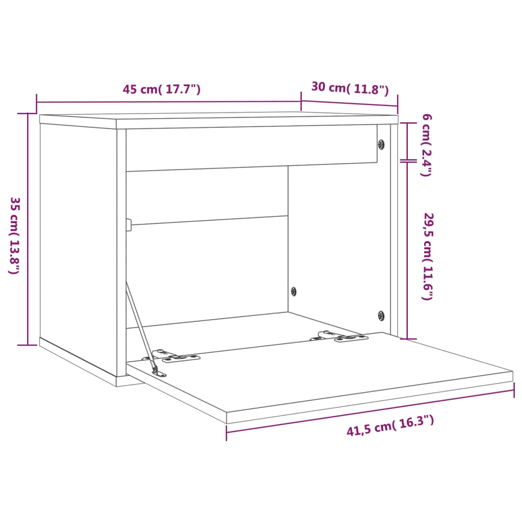 Veggskap honningbrun 45x30x35 cm heltre furu