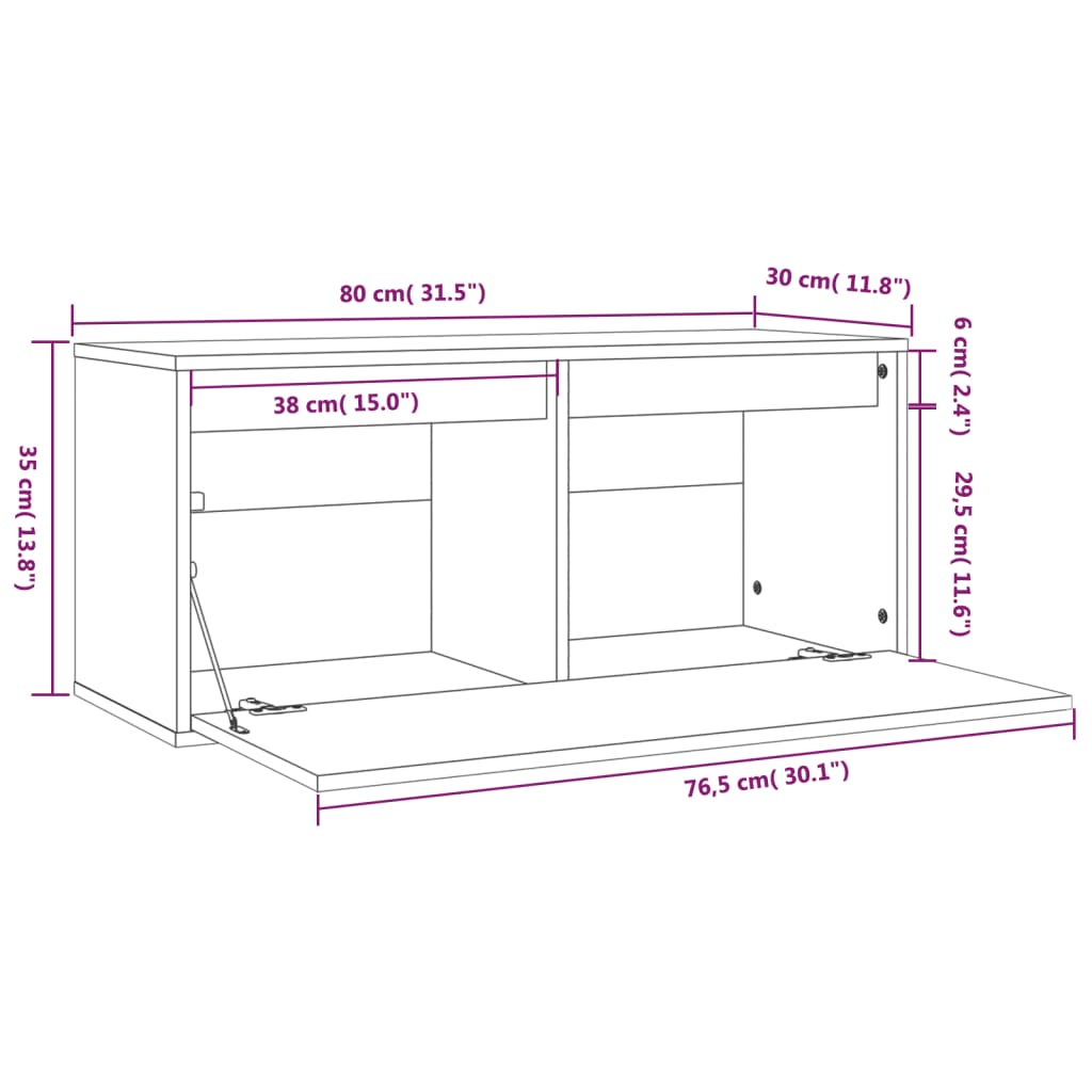 Veggskap 80x30x35 cm heltre furu