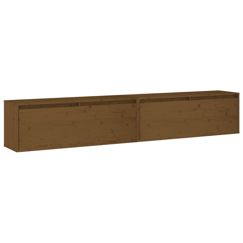 Veggskap 2 stk honningbrun 100x30x35 cm heltre furu