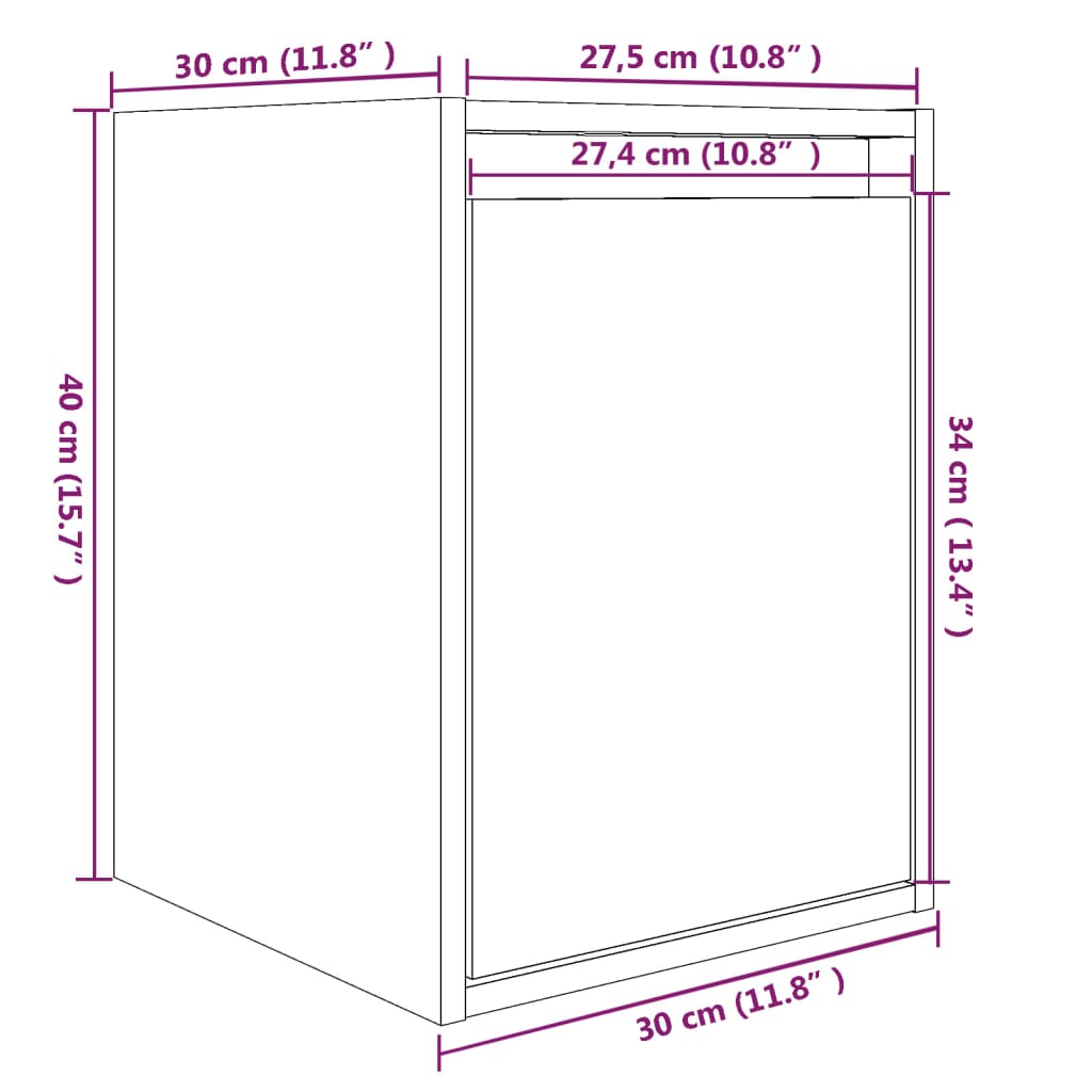 Veggskap 2 stk grå 30x30x40 cm heltre furu