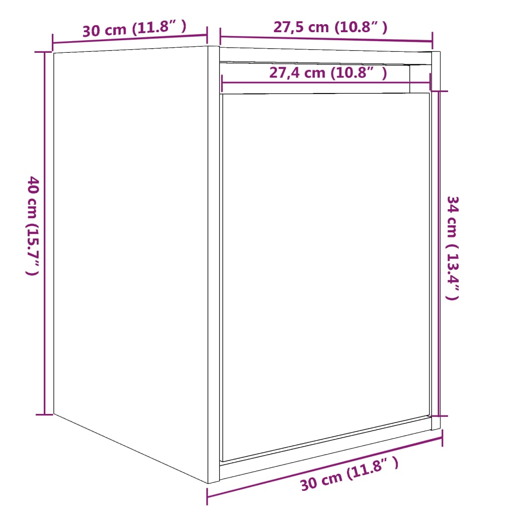 Veggskap 2 stk svart 30x30x40 cm heltre furu