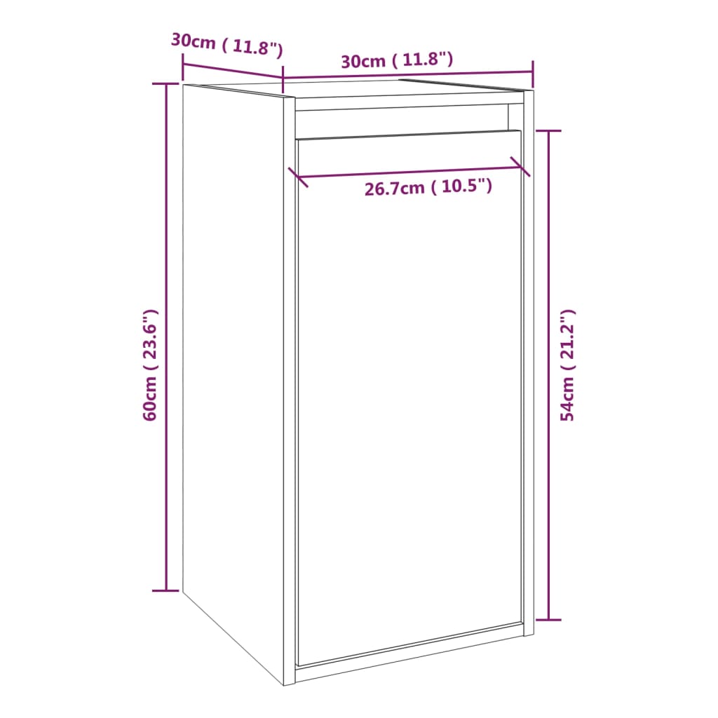 Veggskap svart 30x30x60 cm heltre furu