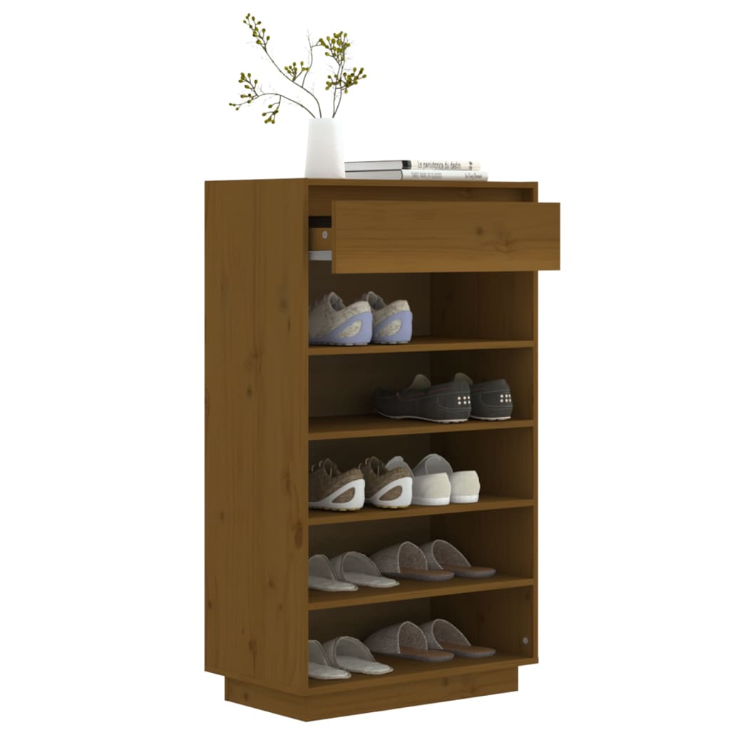Skoskap honningbrun 60x34x105 cm heltre furu