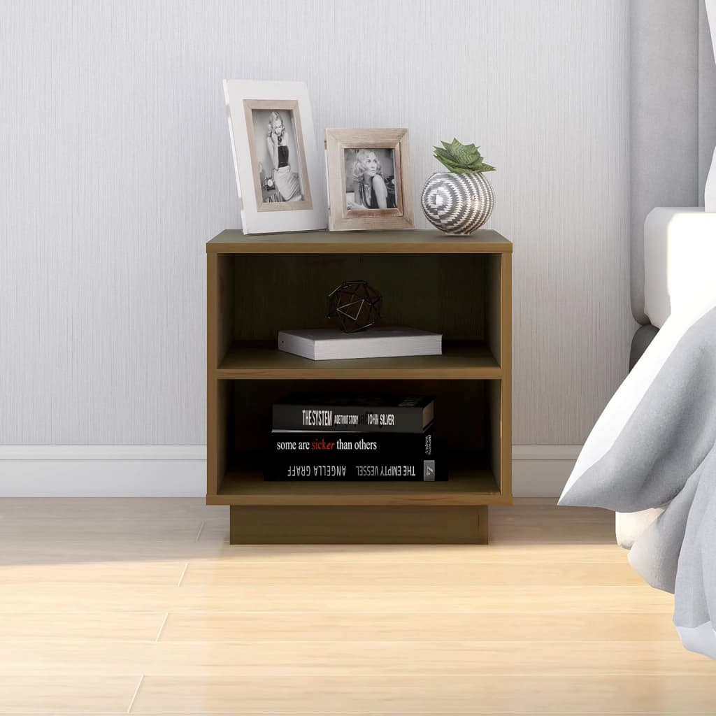 Nattbord 2 stk honningbrun 40x34x40 cm heltre furu