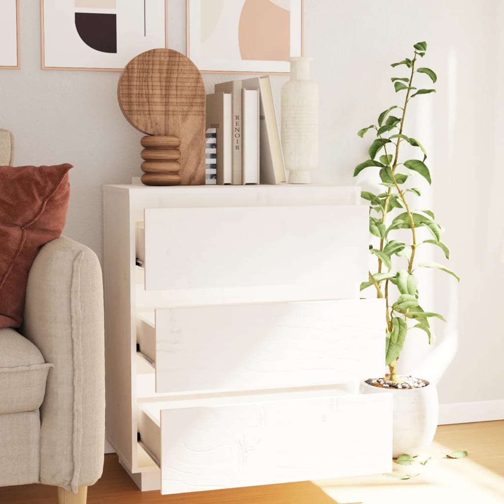 Skjenk hvit 60x34x75 cm heltre furu